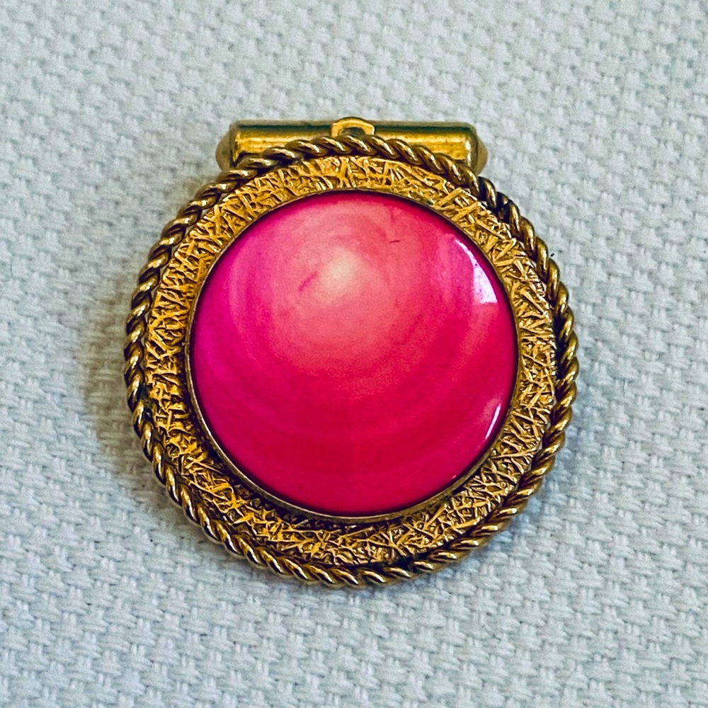 One Signed Destino  Cuff Link Pink Gold Circle Round Vintage